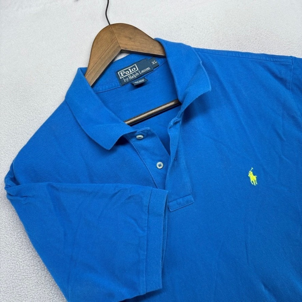 Vintage Ralph Lauren Polo Shirt Mens XL Blue Golf Embroidered Knit Preppy 90s